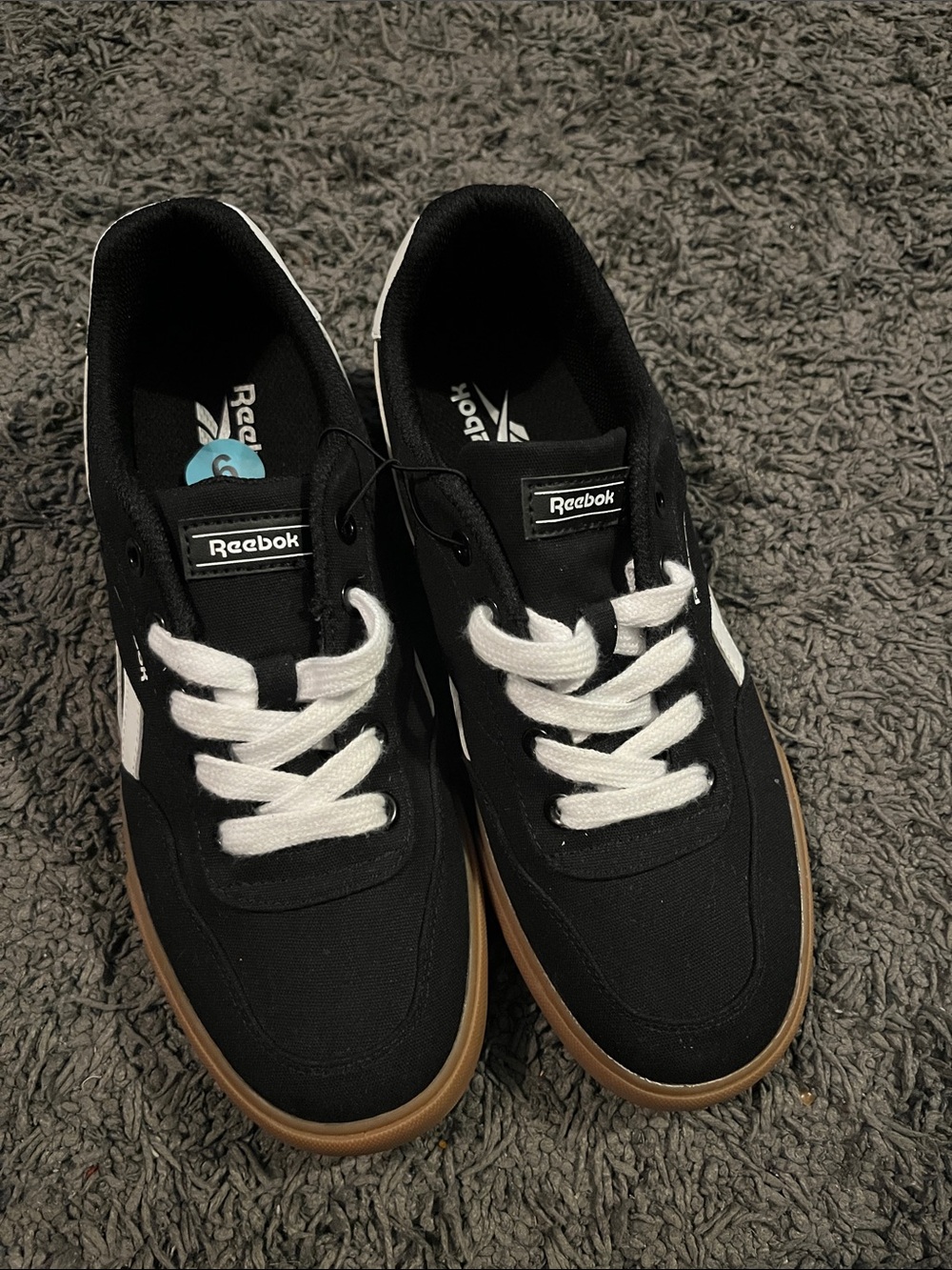 Reebok Men's Black & White Sneakers with Gum Outsole